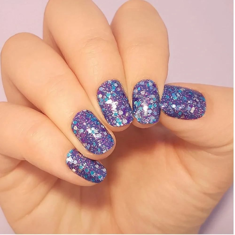 *Retired* Color Street: Mardi Gras | Blue Purple Teal Silver Glitter Party - Picture 1 of 15